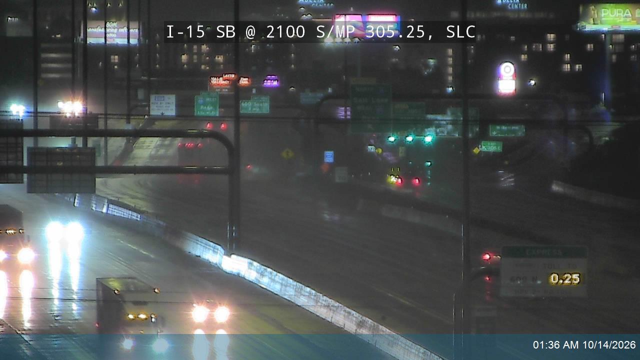 I-15 SB @ 2100 S / SR-201 / MP 305.25, SLC live camera view