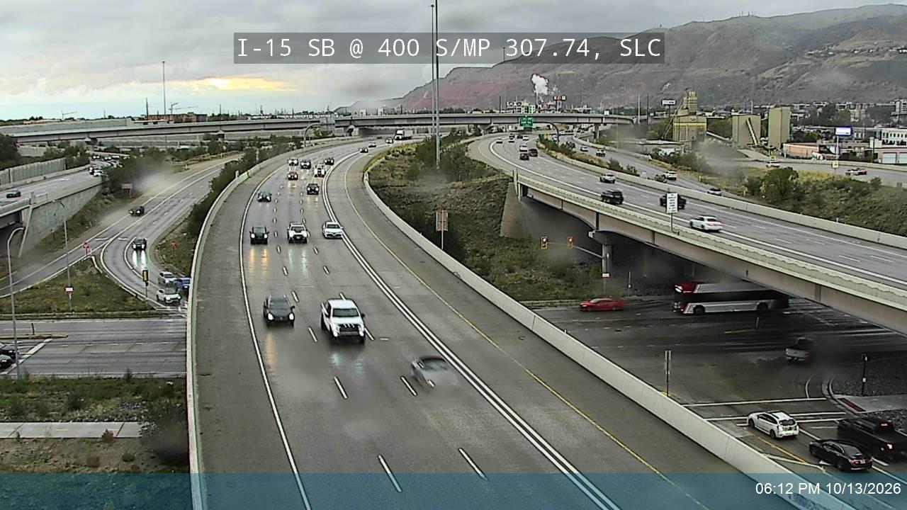 I-15 SB @ 400 S / MP 307.74, SLC live camera view
