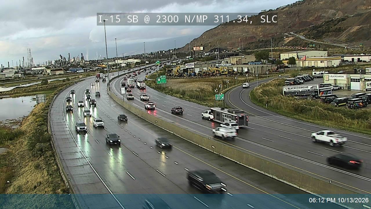 I-15 SB @ 2300 N / Warm Springs Rd / MP 311.34, SLC live camera view