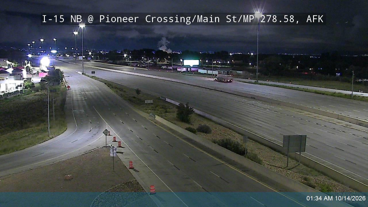 I-15 NB @ Pioneer Crossing / Main St / SR-145 / MP 278.58, AFK live camera view