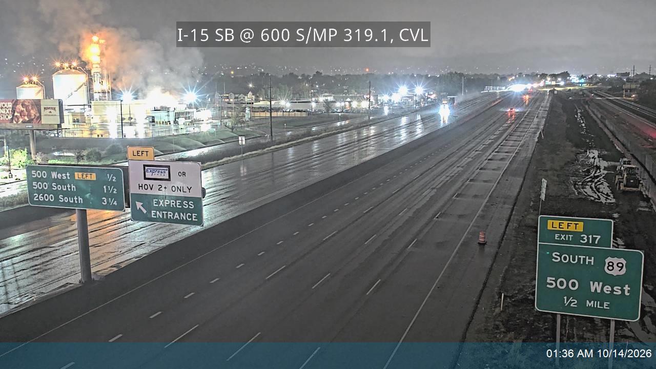 I-15 SB @ 600 S / MP 319.1, CVL live camera view
