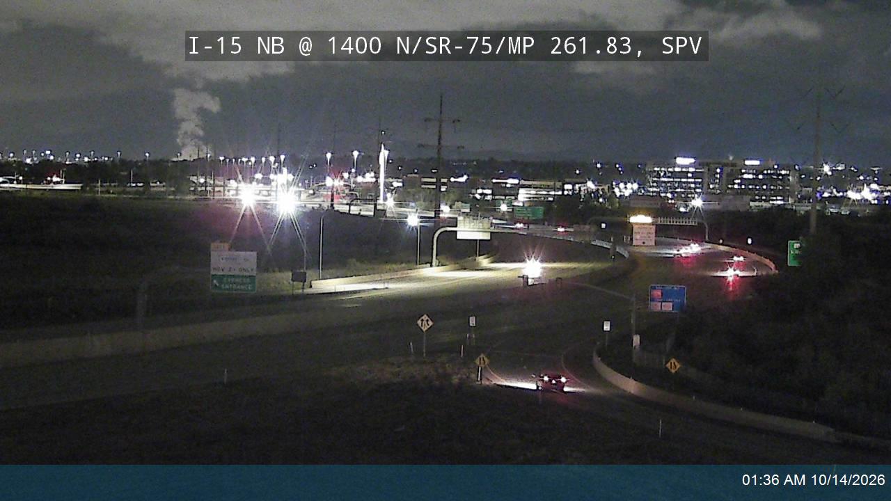 I-15 NB @ 1400 N / SR-75 / MP 261.83, SPV live camera view
