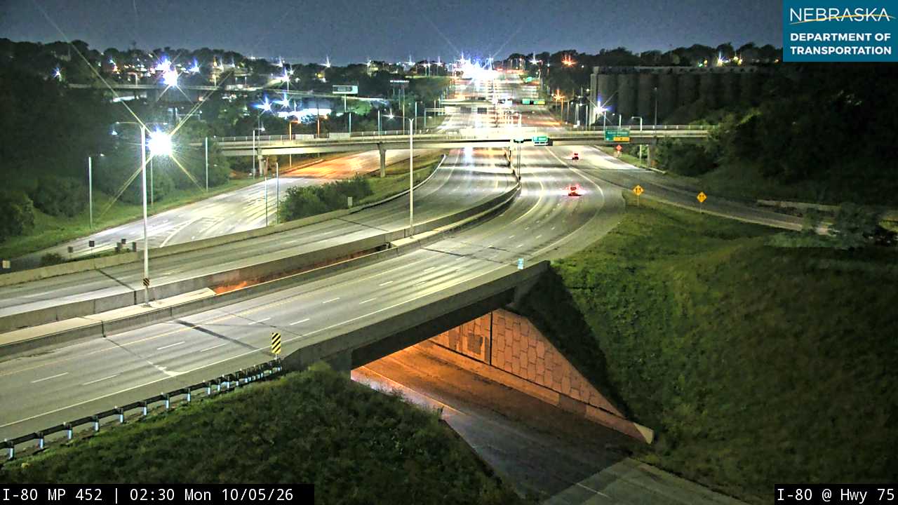 I-80 Hwy 75 in Omaha (Various Views) live camera view