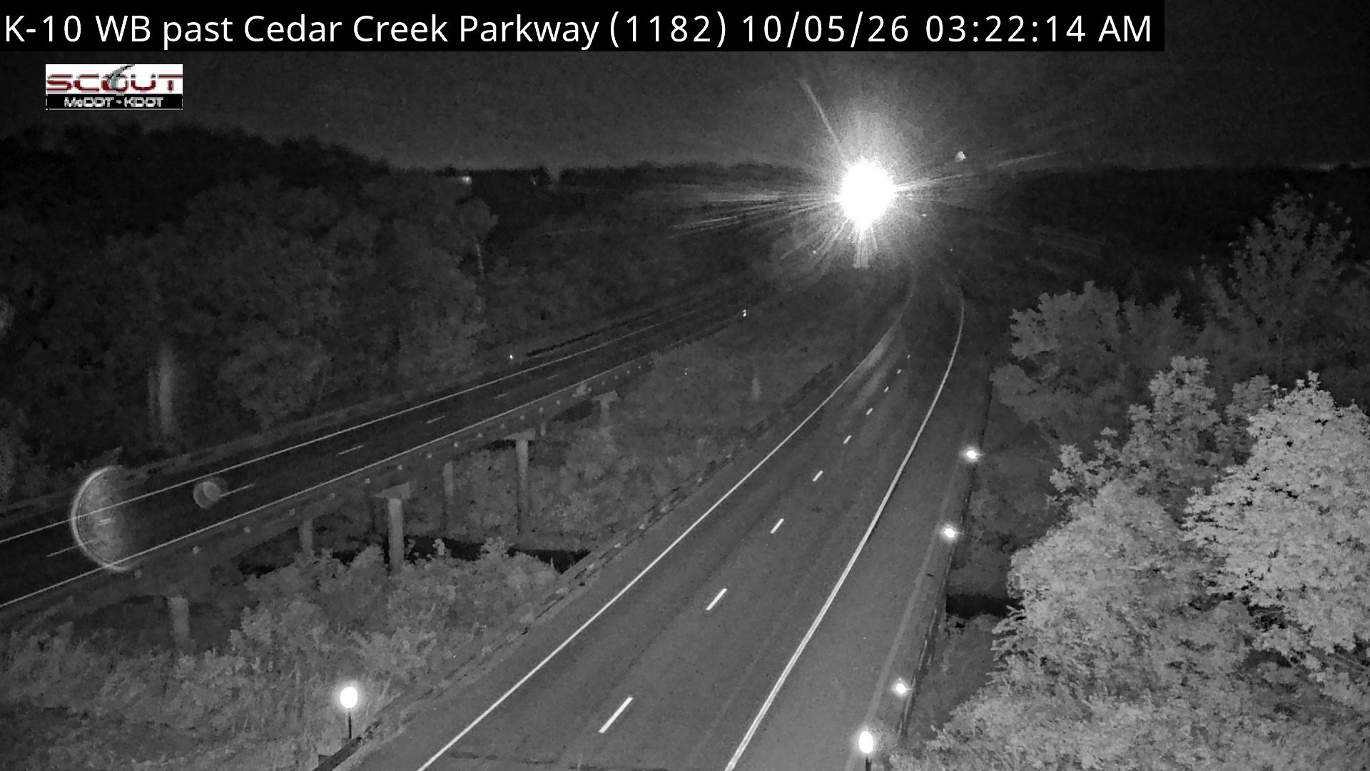 K-10 WB past Cedar Creek Parkway live camera view