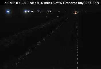 I-25 MP 70.60 NB, 0.6 miles S of W Graneros Rd/CR CC319 live camera view