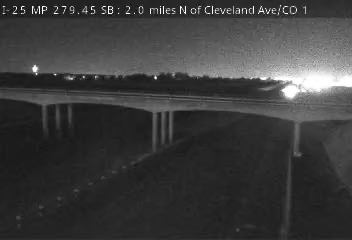 I-25 MP 279.45 SB, 2.0 miles N of Cleveland Ave/CO 1 live camera view