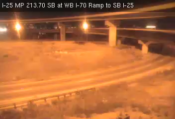 I-25 MP 213.70 SB at WB I-70 Ramp to SB I-25 live camera view