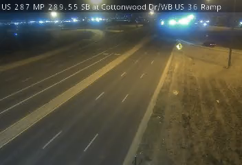 US 287 MP 289.55 SB at Cottonwood Dr/WB US 36 Ramp live camera view