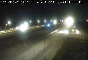 I-25 MP 267.25 SB, 1.1 miles S of E Prospect Rd Port of Entry live camera view