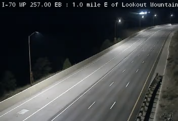 I-70 MP 257.00 EB, 1.0 mile E of Lookout Mountain (Camera 1) live camera view