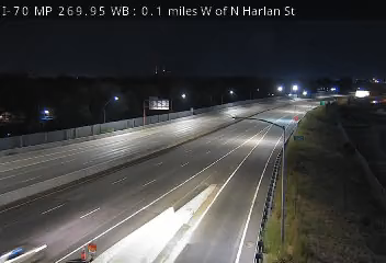 I-70 MP 269.95 WB, 0.1 miles W of N Harlan St live camera view
