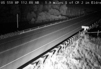 US 550 MP 112.80 NB, 1.9 miles S of CR 2 in Eldredge (North) live camera view
