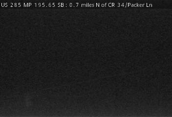 US 285 MP 195.65 SB, 0.7 miles N of CR 34/Packer Ln in Jefferson (Road Surface) live camera view