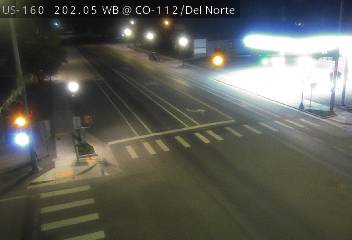 US 160 MP 202.05 WB at CO 112/Oak St in Del Norte (East) live camera view