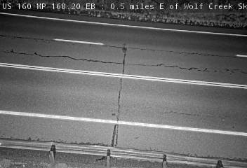 US 160 MP 168.20 EB, 0.5 miles E of Wolf Creek Ski Area (Roadway) live camera view