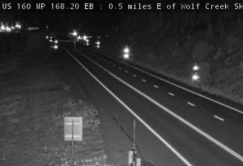 US 160 MP 168.20 EB, 0.5 miles E of Wolf Creek Ski Area (West) live camera view