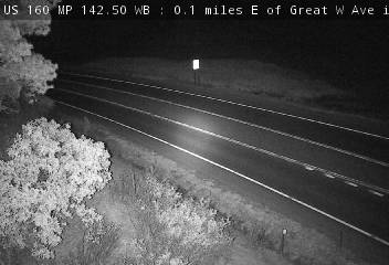 US 160 MP 142.50 WB, 0.1 miles E of Great W Ave in Pagosa Springs (West) live camera view