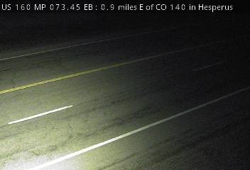 US 160 MP 73.45 EB, 0.9 miles E of CO 140 in Hesperus (Road Surface) live camera view