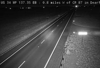 US 34 MP 137.35 EB, 0.8 miles W of CR 87 in Dearfield (East) live camera view