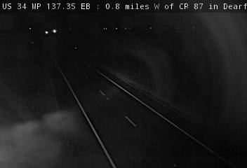 US 34 MP 137.35 EB, 0.8 miles W of CR 87 in Dearfield (West) live camera view
