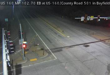 US 160 MP 102.70 EB at US-160/County Road 501 in Bayfield (East) live camera view