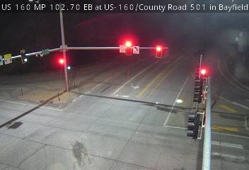 US 160 MP 102.70 EB at US-160/County Road 501 in Bayfield (South) live camera view