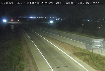 I-70 MP 362.90 EB, 0.2 miles E of US 40/US 287 in Limon (West) live camera view
