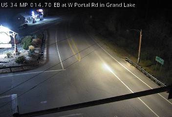 US 34 MP 14.70 EB at W Portal Rd in Grand Lake (Road Surface) live camera view