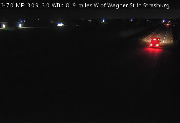 I-70 MP 309.30 WB, 0.9 miles W of Wagner St in Strasburg live camera view