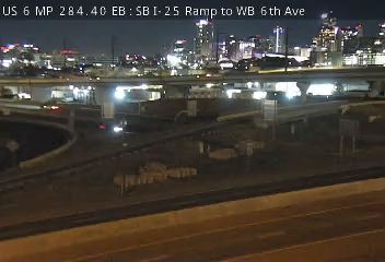 US 6 MP 284.40 EB, SB I-25 Ramp to WB 6th Ave live camera view