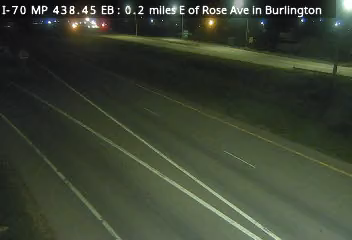I-70 MP 438.45 EB, 0.2 miles E of Rose Ave in Burlington live camera view