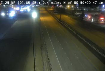 I-25 MP 101.85 SB, 0.4 miles N of US 50/CO 47 in Pueblo live camera view