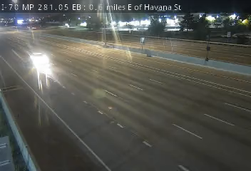 I-70 MP 281.05 EB, 0.6 miles E of Havana St live camera view