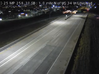 I-25 MP 258.30 SB, 1.0 mile N of US 34 in Loveland live camera view