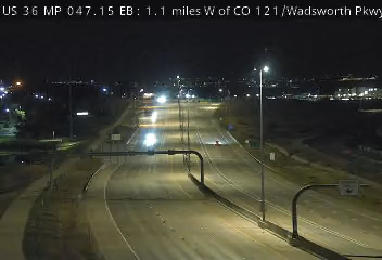 US 36 MP 47.15 EB, 1.1 miles W of CO 121/Wadsworth Pkwy live camera view