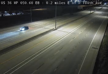 US 36 MP 50.55 EB, 0.2 miles E of W 104th Ave live camera view