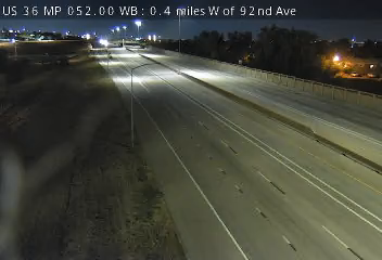 US 36 MP 52.00 WB, 0.4 miles W of 92nd Ave live camera view