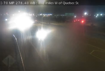 I-70 MP 278.40 WB, 0.2 miles W of Quebec St live camera view