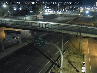 I-25 MP 211.65 NB, 0.2 miles N of Speer Blvd live camera view