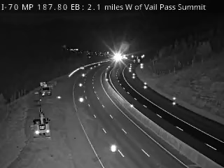 I-70 MP 187.80 EB, 2.1 miles W of Vail Pass Summit live camera view