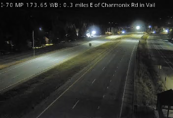I-70 MP 173.65 WB, 0.4 miles E of Charmonix Rd in Vail live camera view
