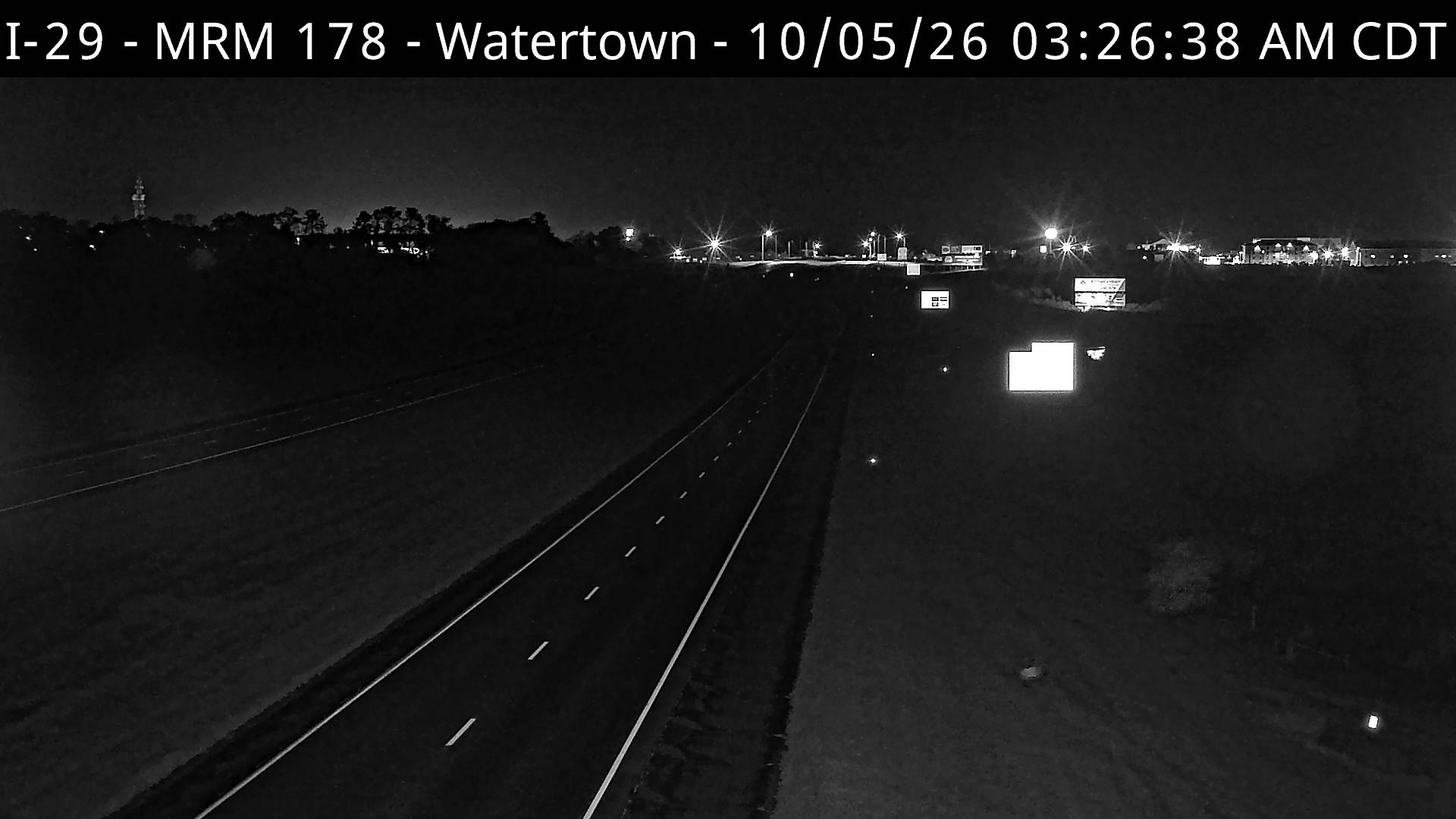 Watertown - north of town along I-29 @ MP 179 (South) live camera view