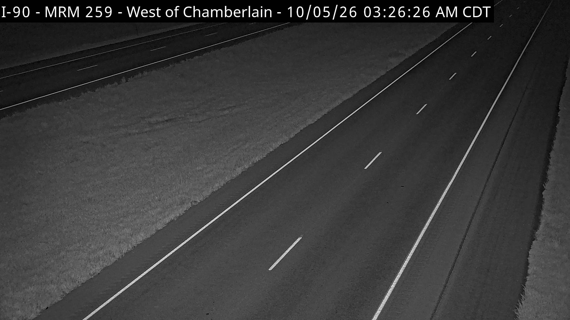Chamberlain - west of town along I-90 @ MP 258.8 (road surface) live camera view