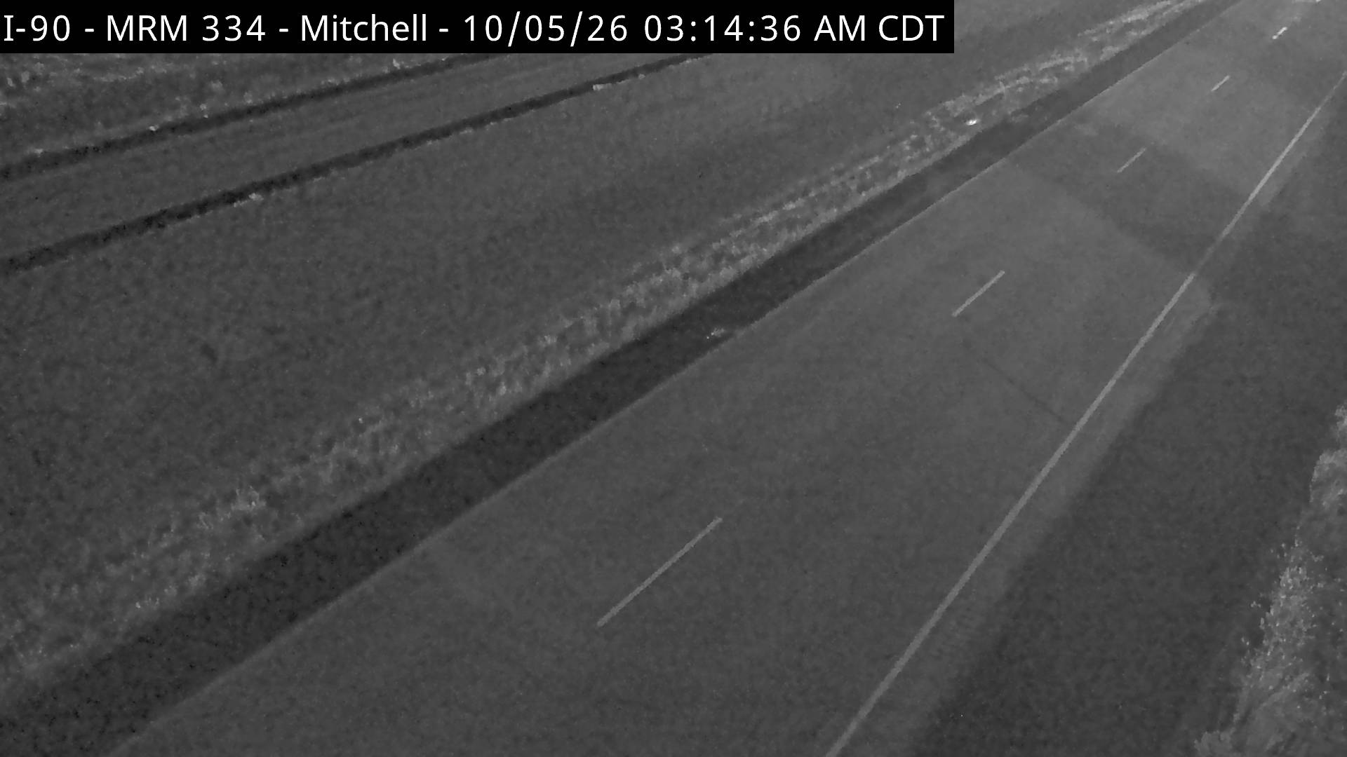 Mitchell - east of town along I-90 @ MP 333.8 (road surface) live camera view