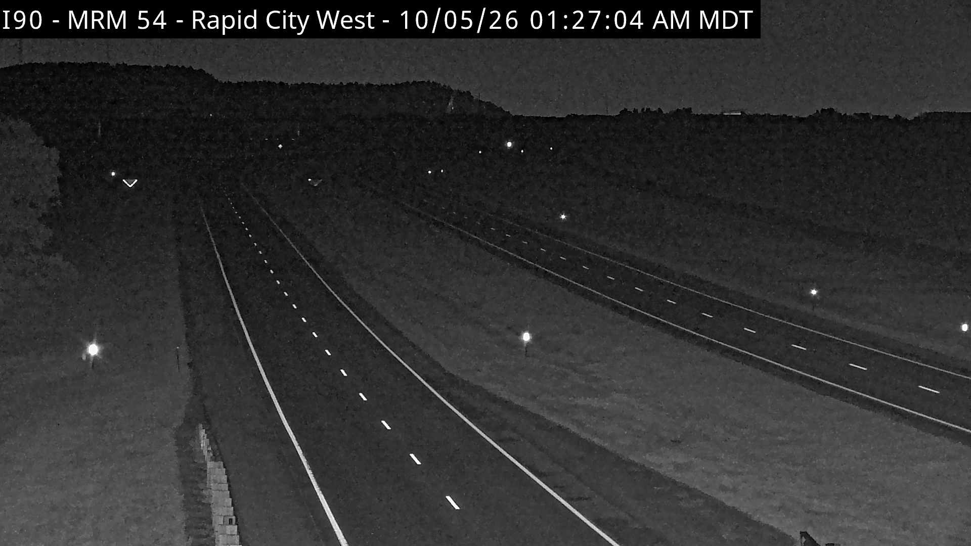 Rapid City - west of town along I-90 @ MP 54 looking south (EB) live camera view