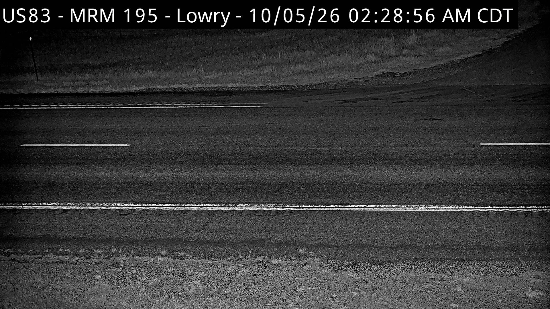 Lowry - west of town along US-83 @ MP 195 (road surface) live camera view