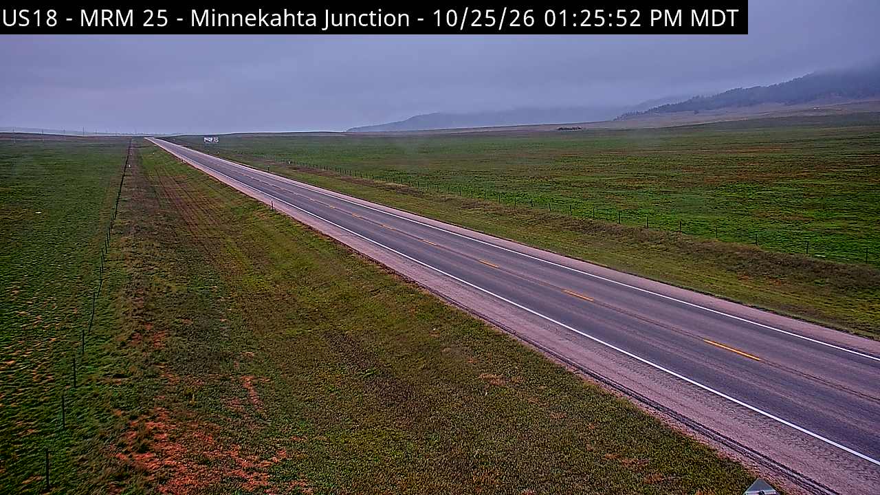 Minnekahta Junction US18 east of SD89 JCT (East) live camera view
