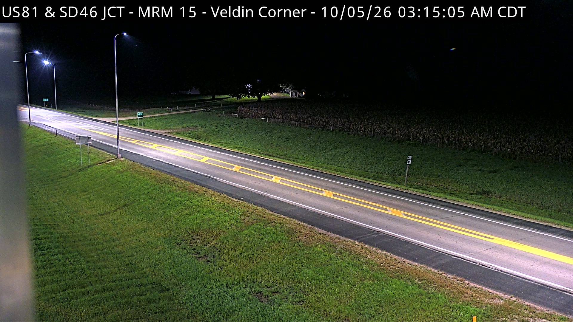 Junction of US-81 & SD-46 Veldin Corner (West) live camera view