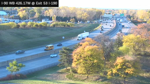 I-90 MP 426.17W WB at Interchange 53 (I-190 Junction) View 2 live camera view