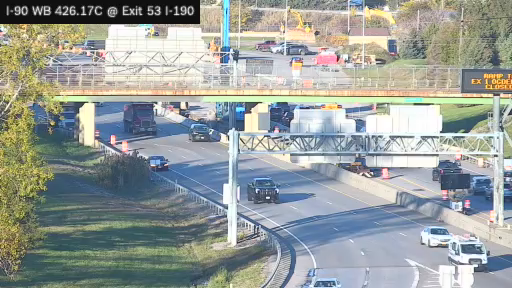 I-90 MP 426.17C WB at Interchange 53 (I-190 Junction) View 1 live camera view